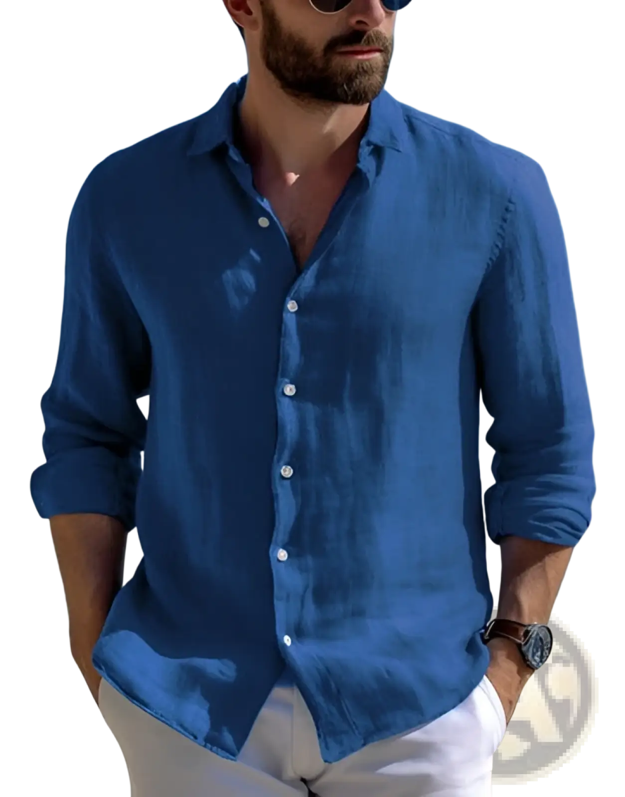 Men's Relaxed Fit Cotton Linen Long Sleeve Shirt