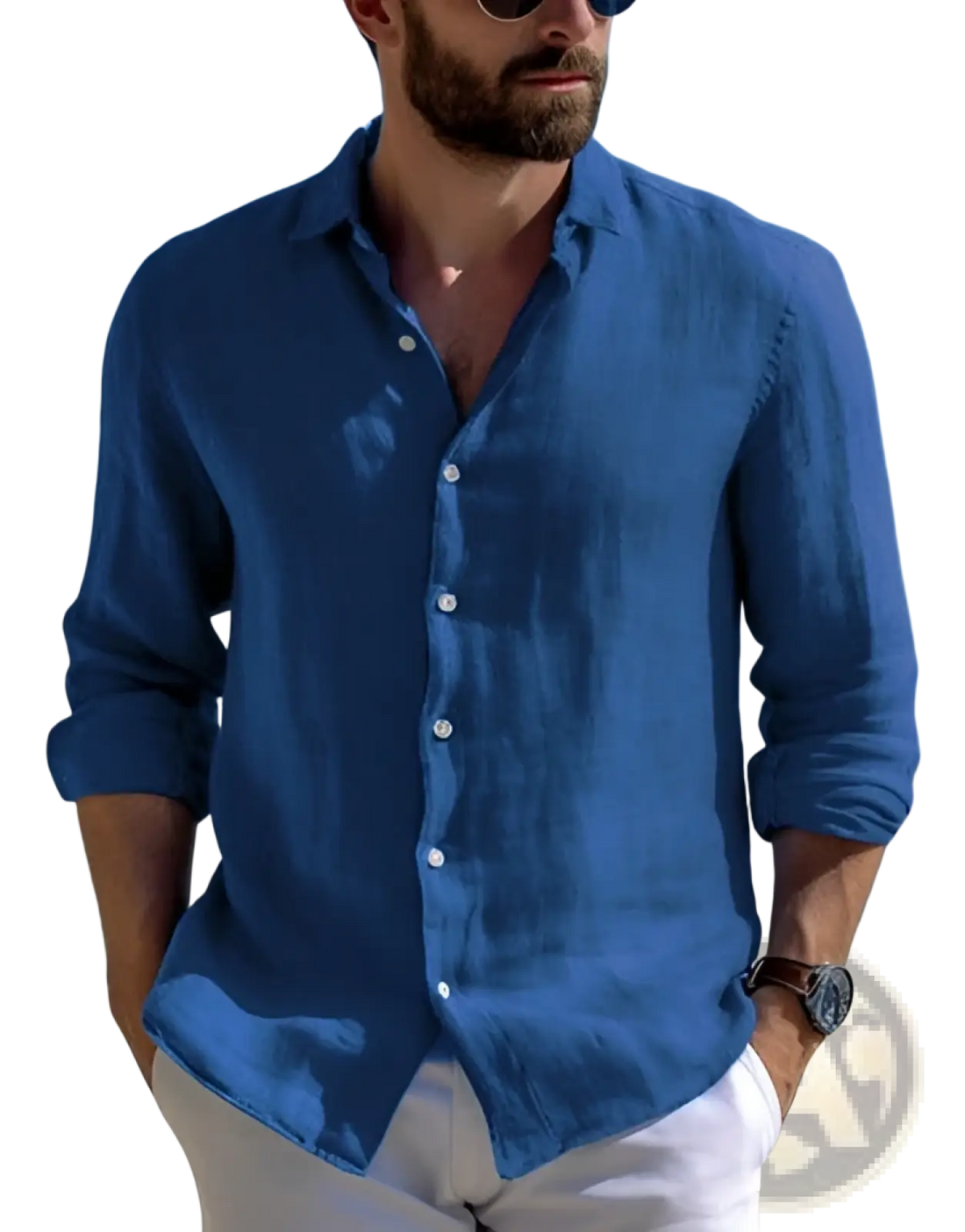 Men's Relaxed Fit Cotton Linen Long Sleeve Shirt