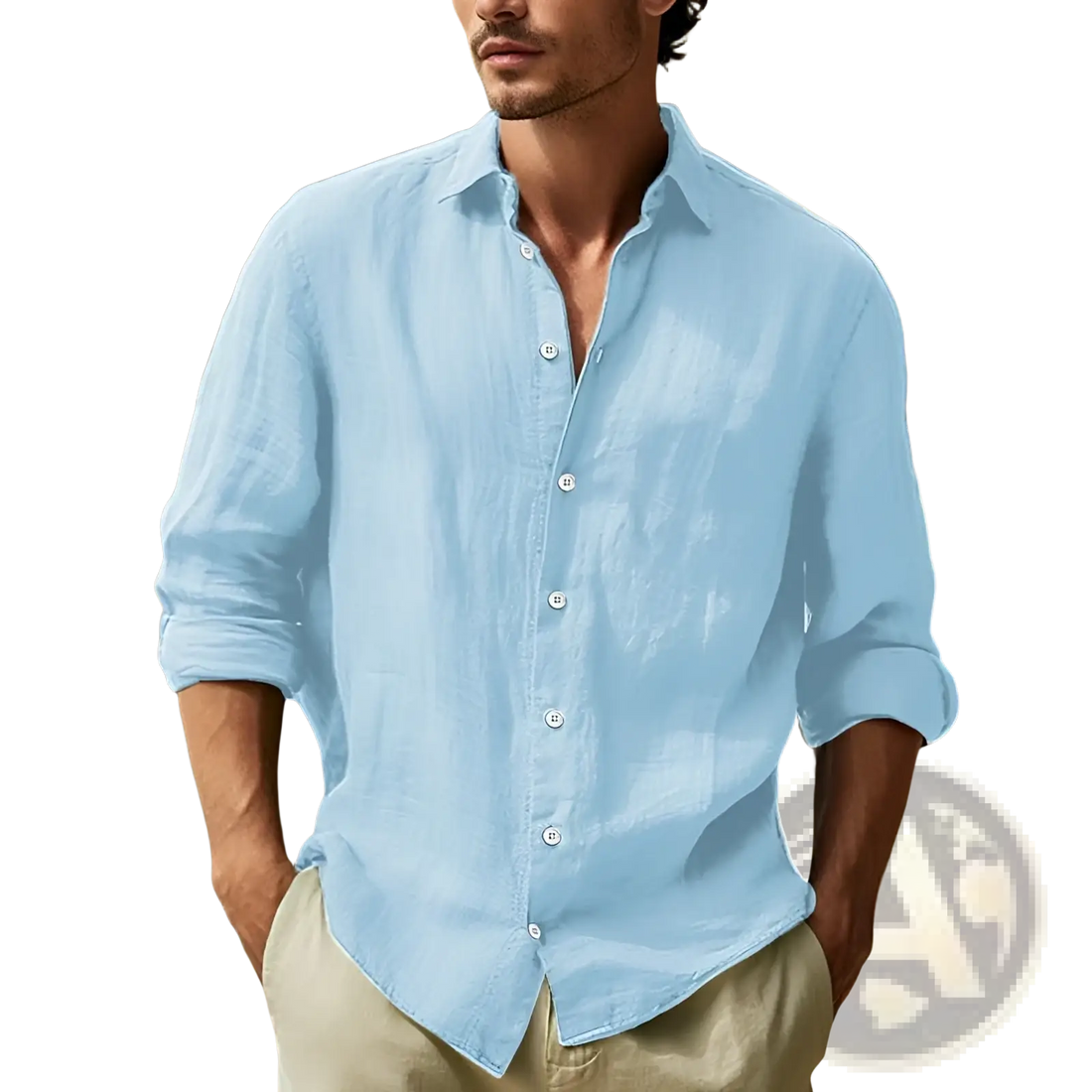 Men's Relaxed Fit Cotton Linen Long Sleeve Shirt