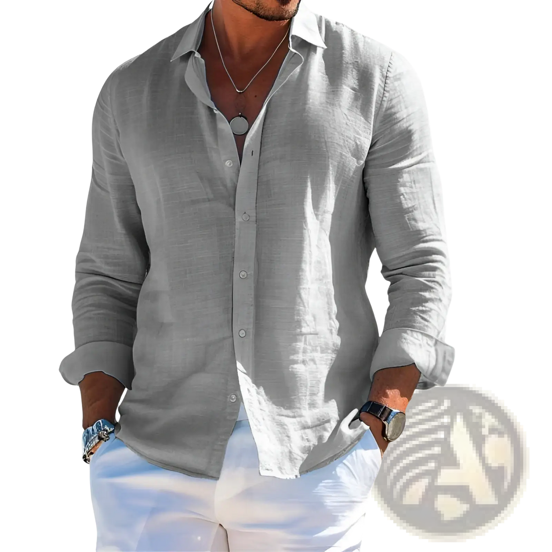 Men's Relaxed Fit Linen Button Down Shirt