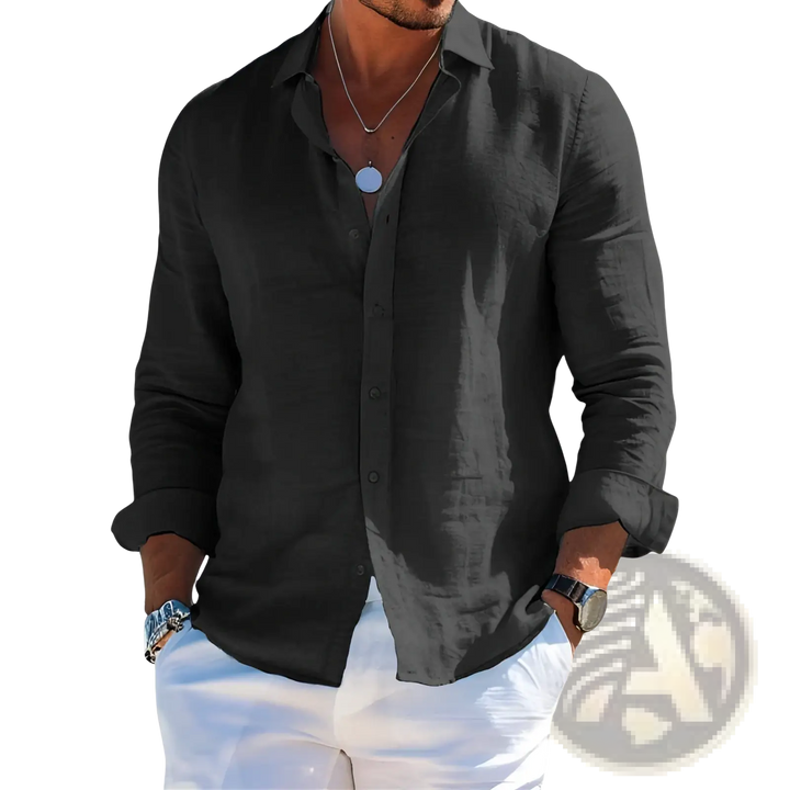 Men's Relaxed Fit Linen Button Down Shirt