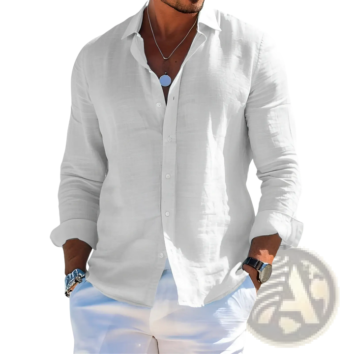 Men's Relaxed Fit Linen Button Down Shirt