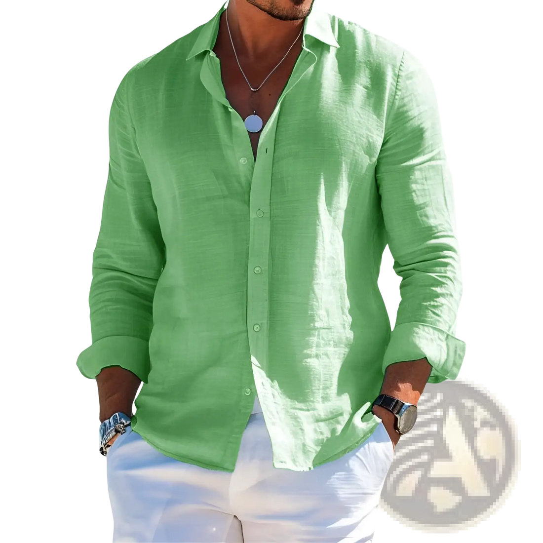 Men's Relaxed Fit Linen Button Down Shirt