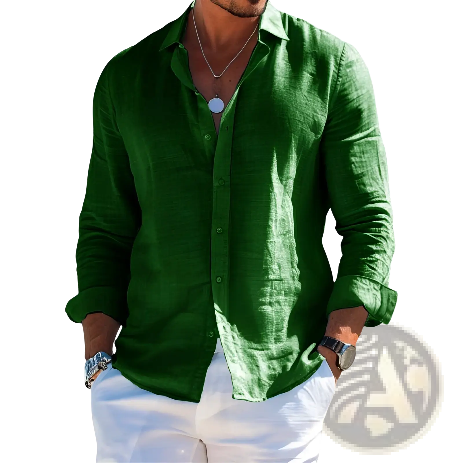 Men's Relaxed Fit Linen Button Down Shirt