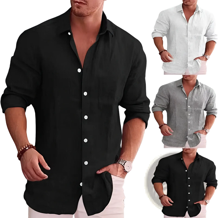 Men's Relaxed Fit Long Sleeve Linen Blend Casual Shirt