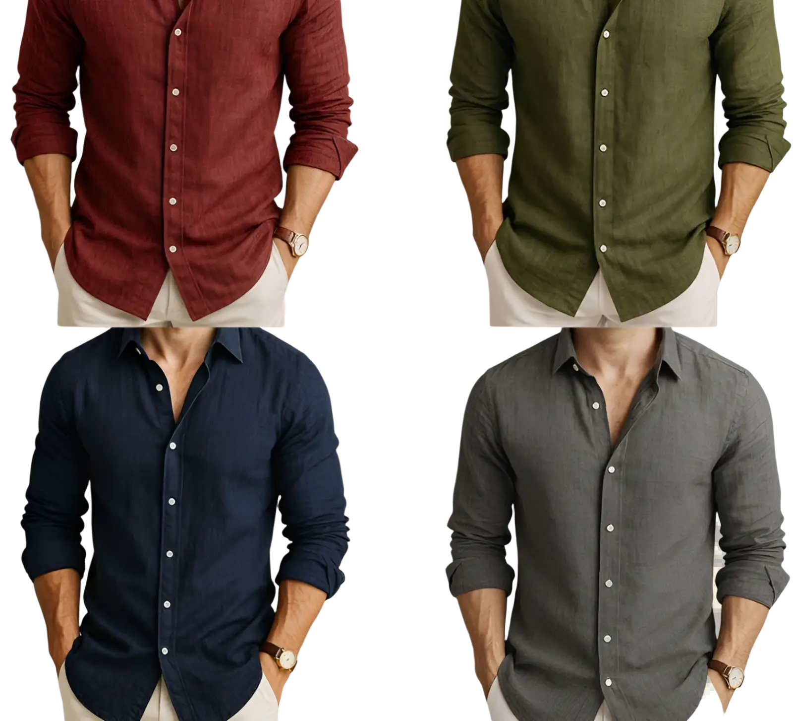Men's Relaxed Fit Long Sleeve Linen Blend Casual Shirt