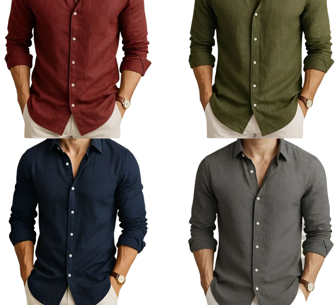 Men's Relaxed Fit Long Sleeve Linen Blend Casual Shirt
