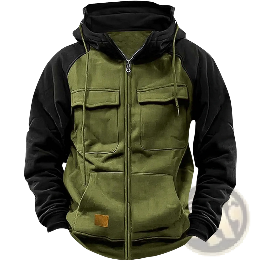 Men's Retro Velvet Lined Multi Pocket Zip Hoodie