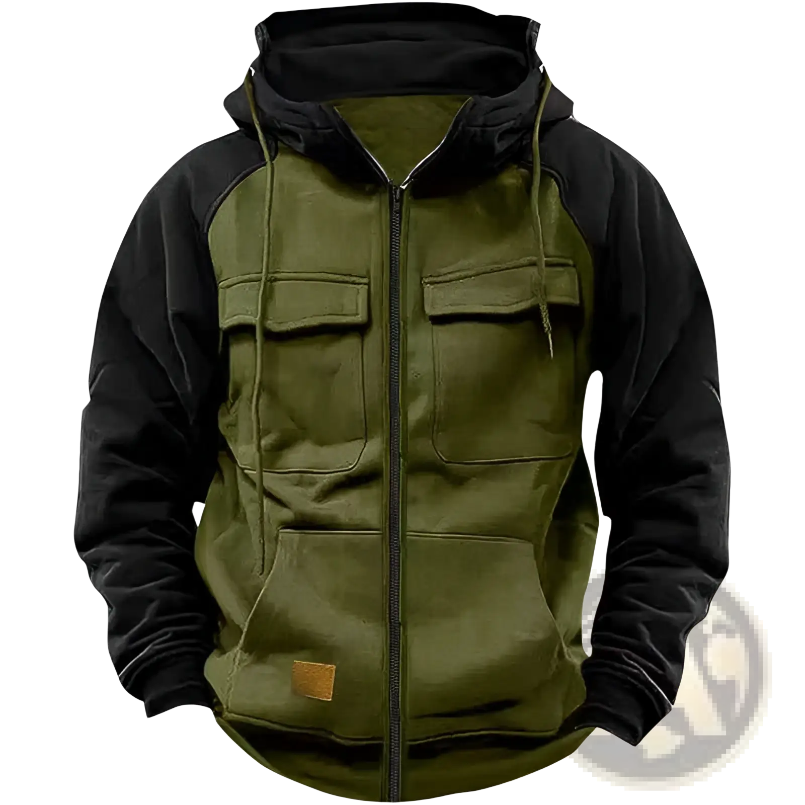 Men's Retro Velvet Lined Multi Pocket Zip Hoodie