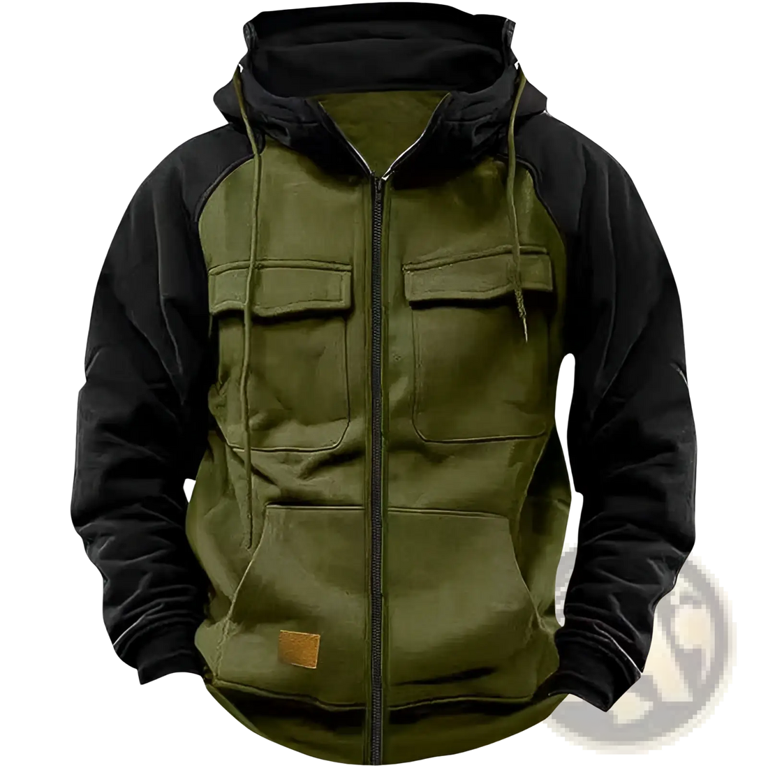 Men's Retro Velvet Lined Multi Pocket Zip Hoodie