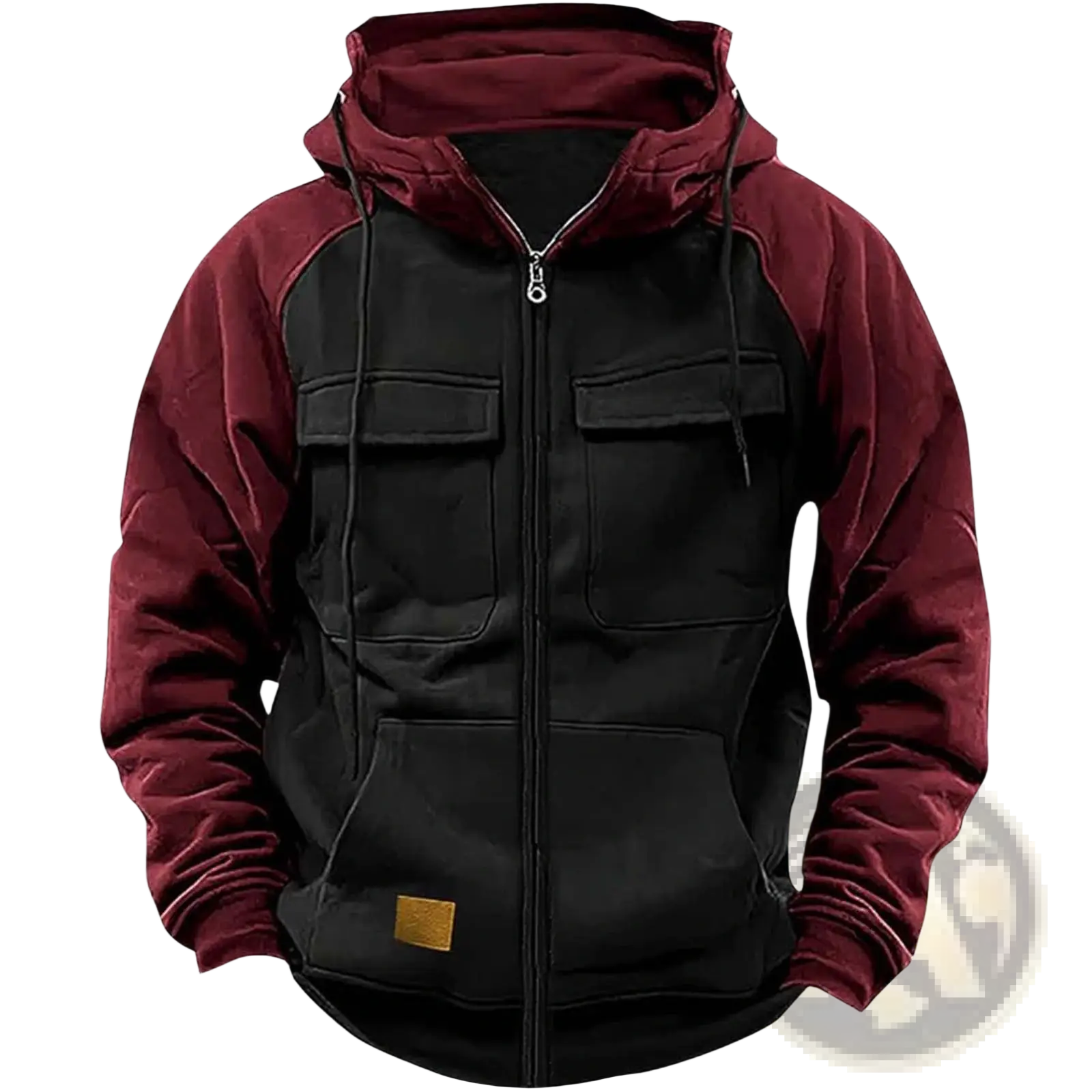 Men's Retro Velvet Lined Multi Pocket Zip Hoodie