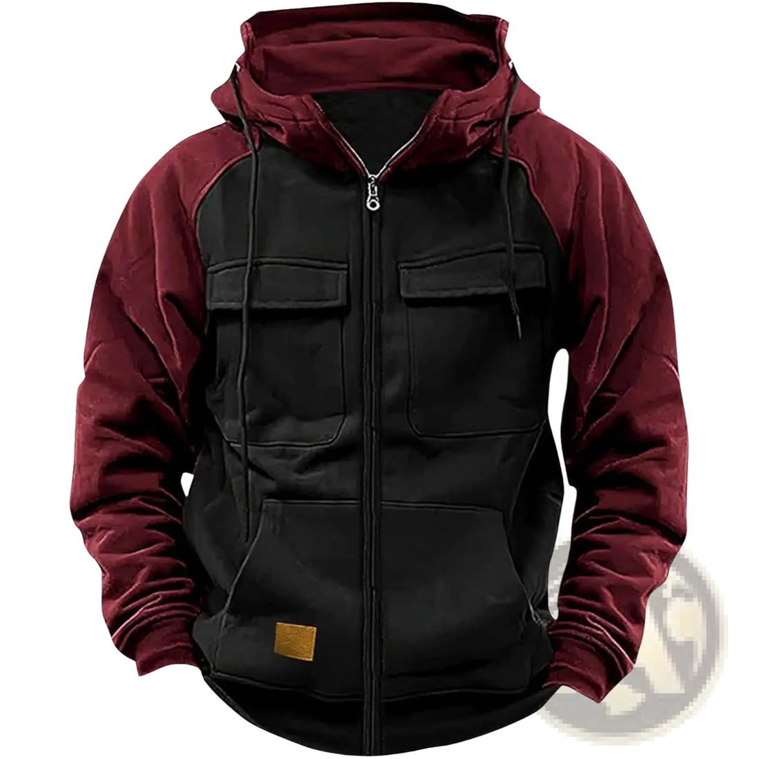 Men's Retro Velvet Lined Multi Pocket Zip Hoodie