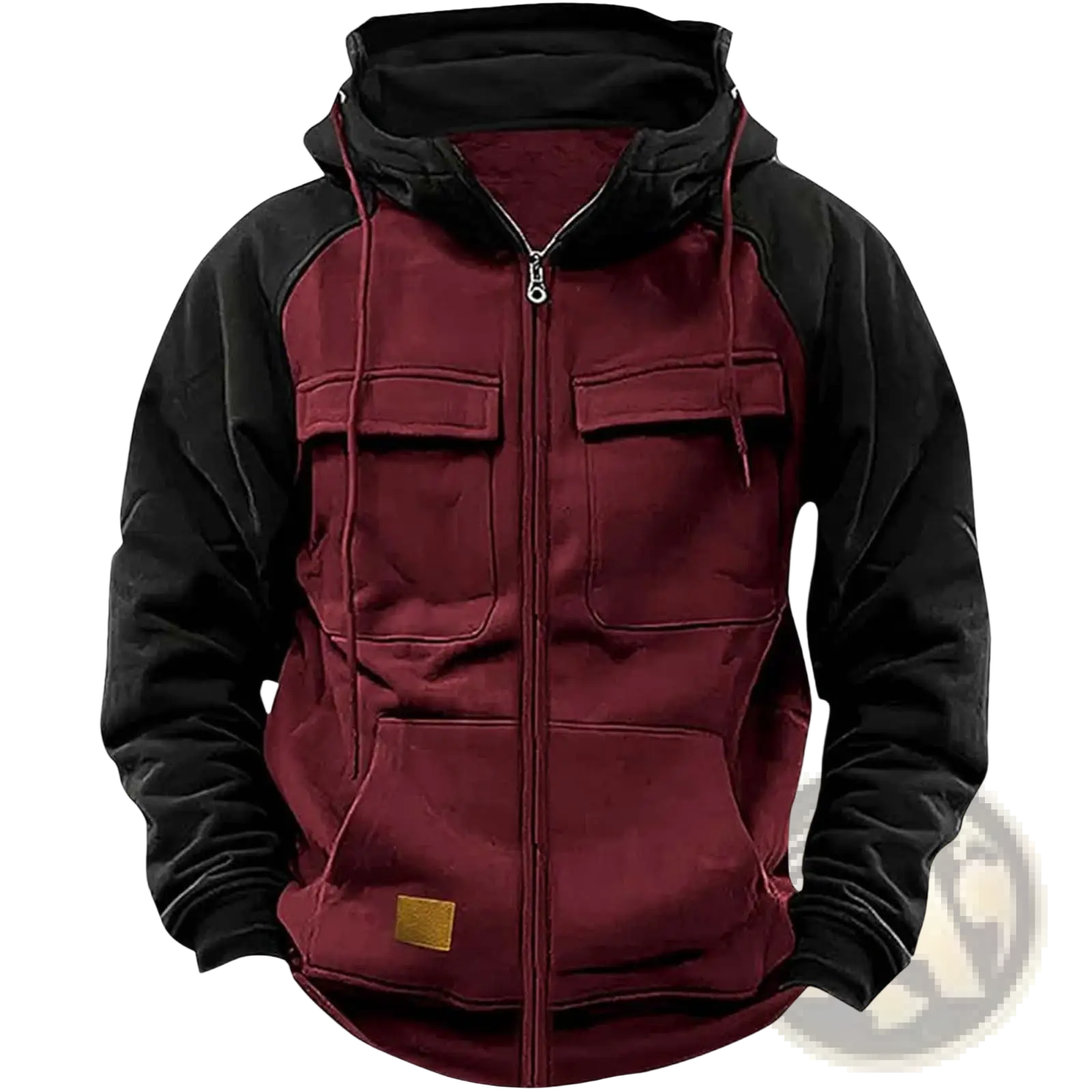 Men's Retro Velvet Lined Multi Pocket Zip Hoodie