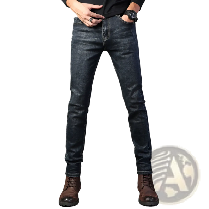 Men's Slim Fit Dark Wash Straight Stretch Denim Jeans