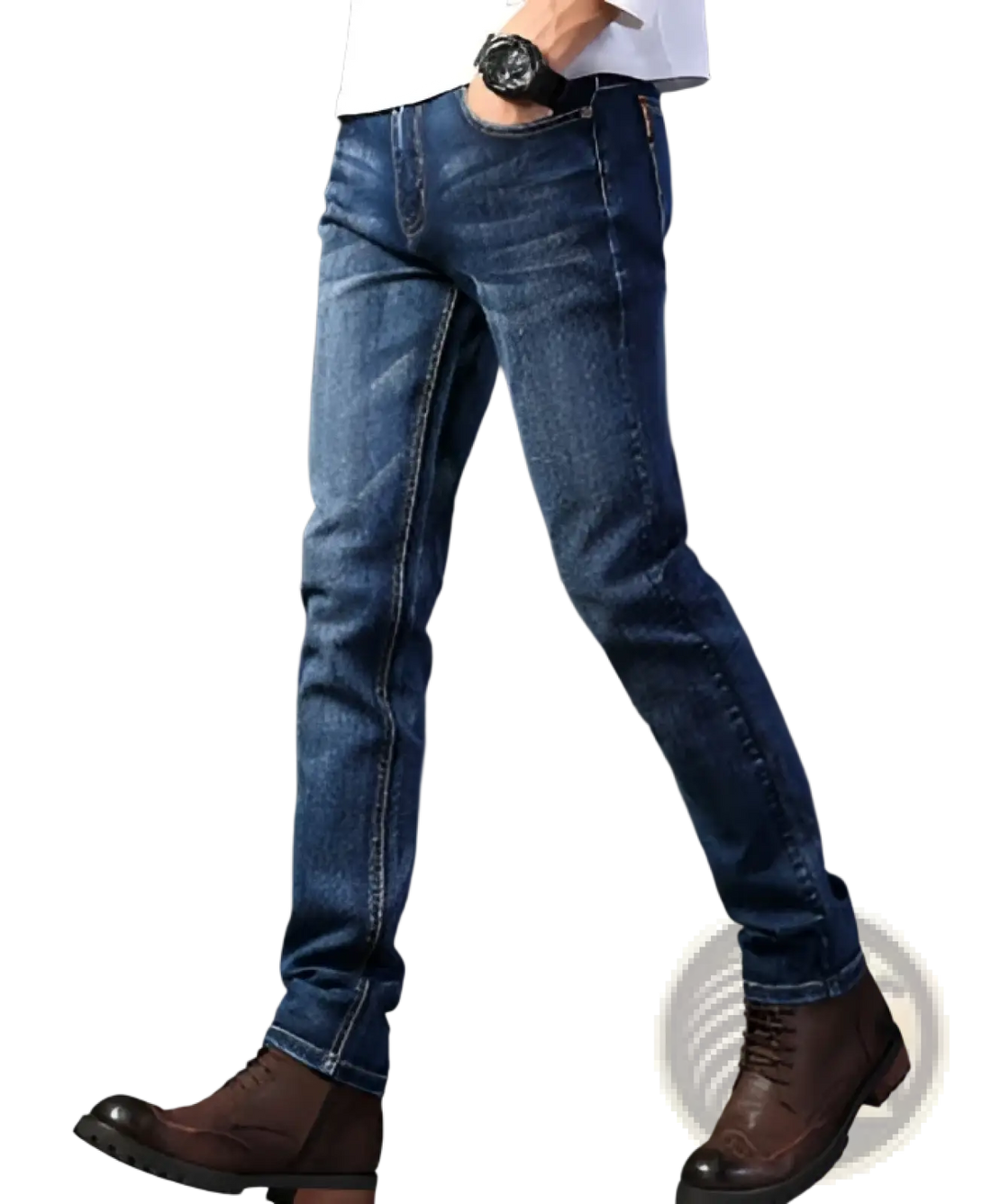 Men's Slim Fit Dark Wash Straight Stretch Denim Jeans