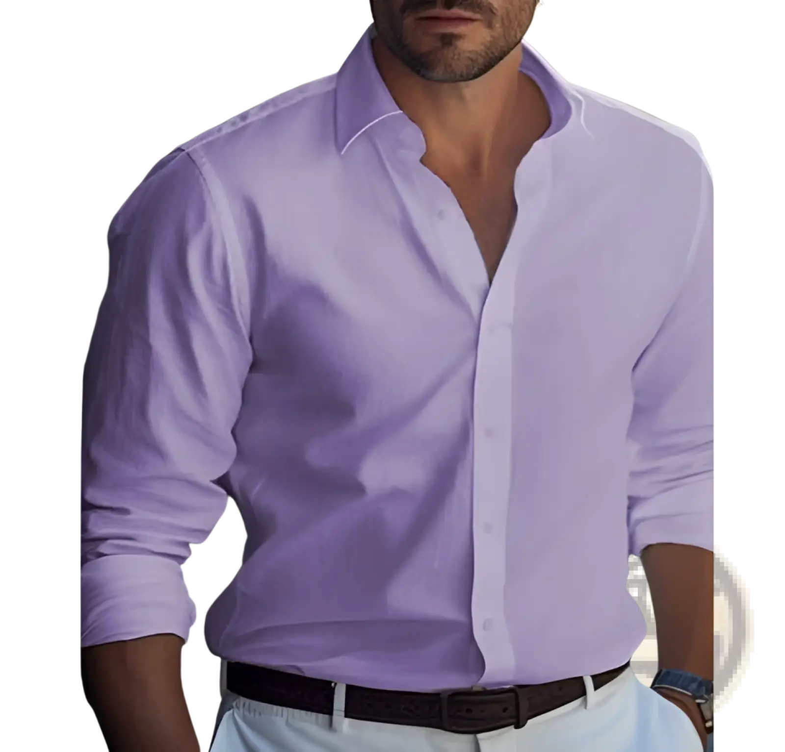 Men's Slim Fit Digital Print Linen Casual Shirt