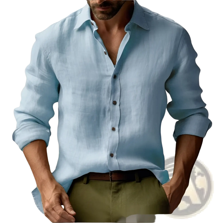 Men's Slim Fit Digital Print Linen Casual Shirt