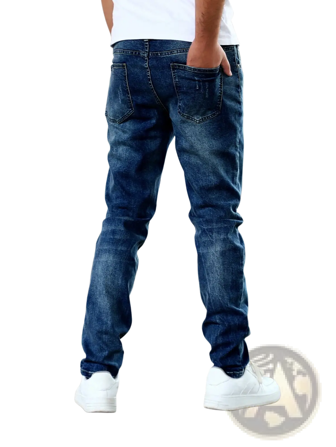 Men's Slim Fit Distressed Dark Wash Denim Jeans