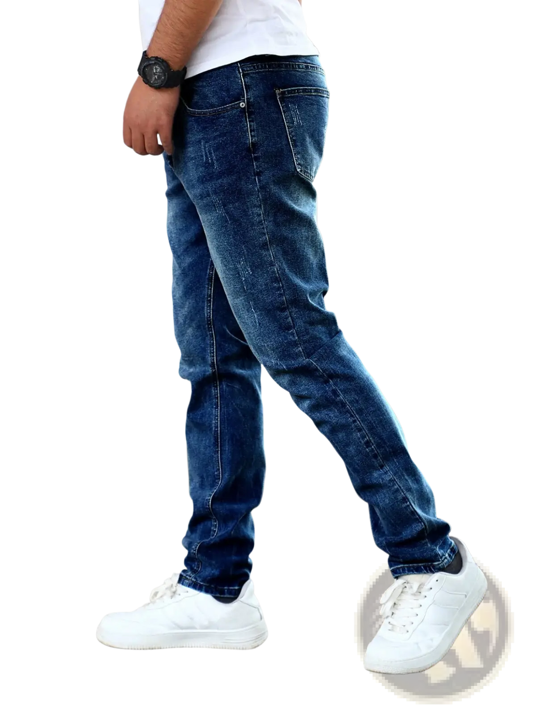 Men's Slim Fit Distressed Dark Wash Denim Jeans