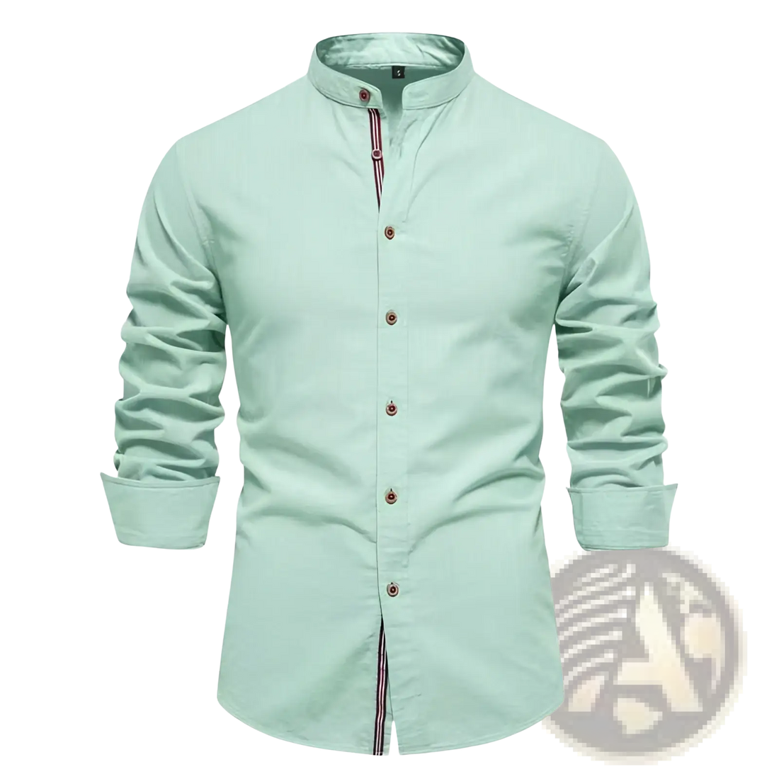 Men's Slim Fit Linen Blend Mandarin Collar Shirt