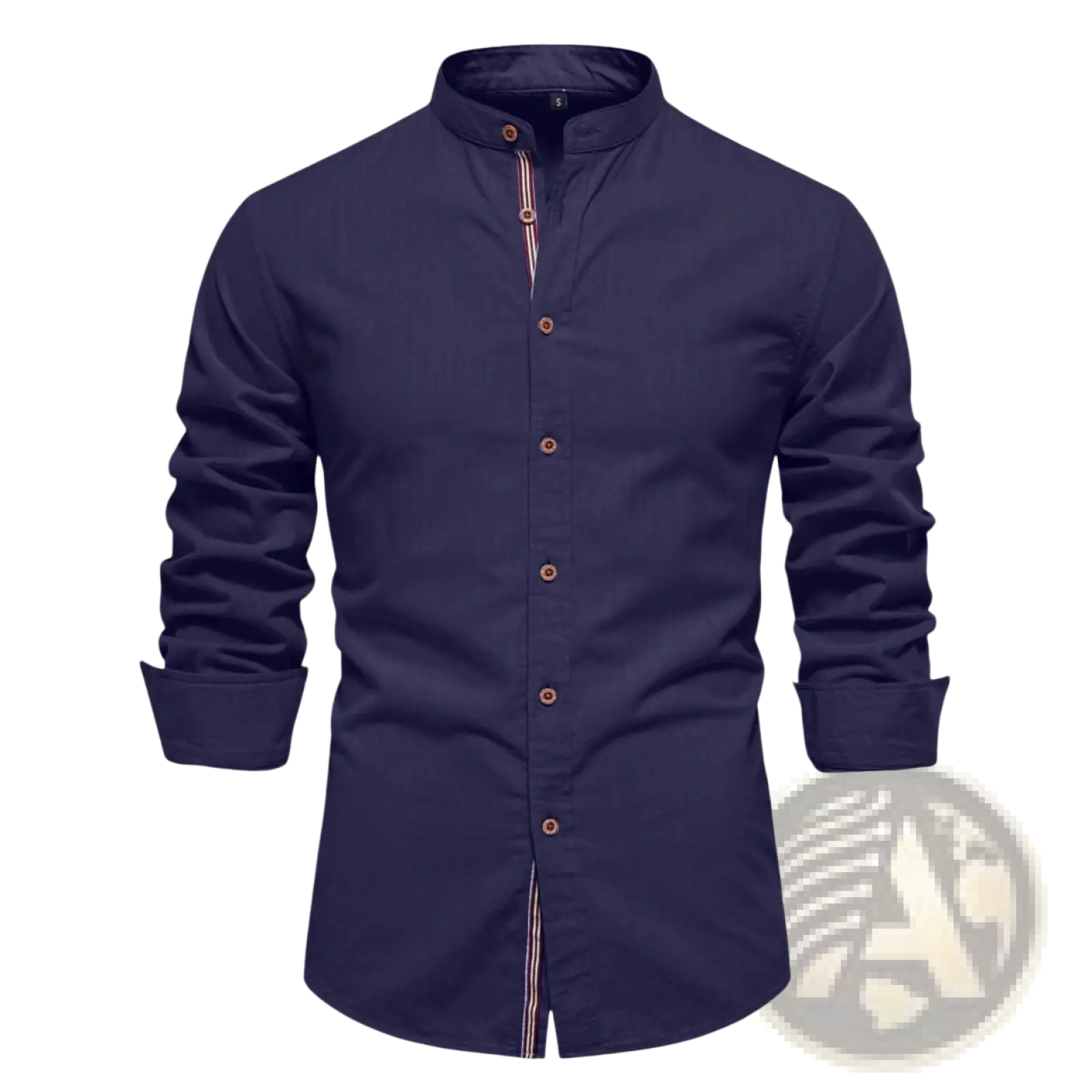 Men's Slim Fit Linen Blend Mandarin Collar Shirt