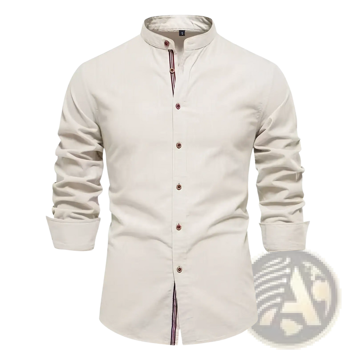 Men's Slim Fit Linen Blend Mandarin Collar Shirt