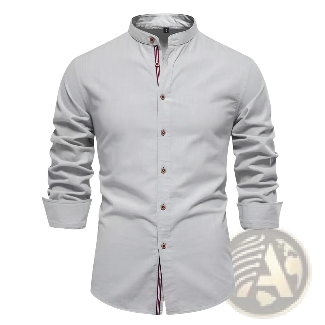 Men's Slim Fit Linen Blend Mandarin Collar Shirt