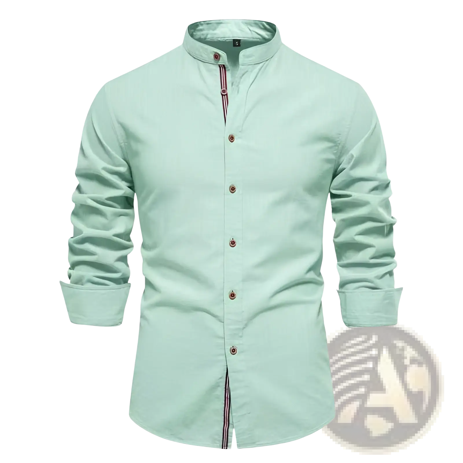 Men's Slim Fit Linen Blend Mandarin Collar Shirt