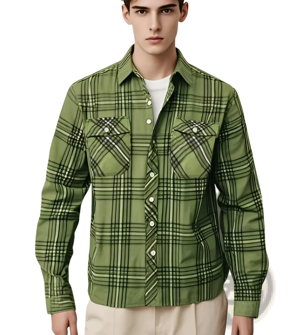 Men's Slim Fit Plaid Flannel Button Up Shirt