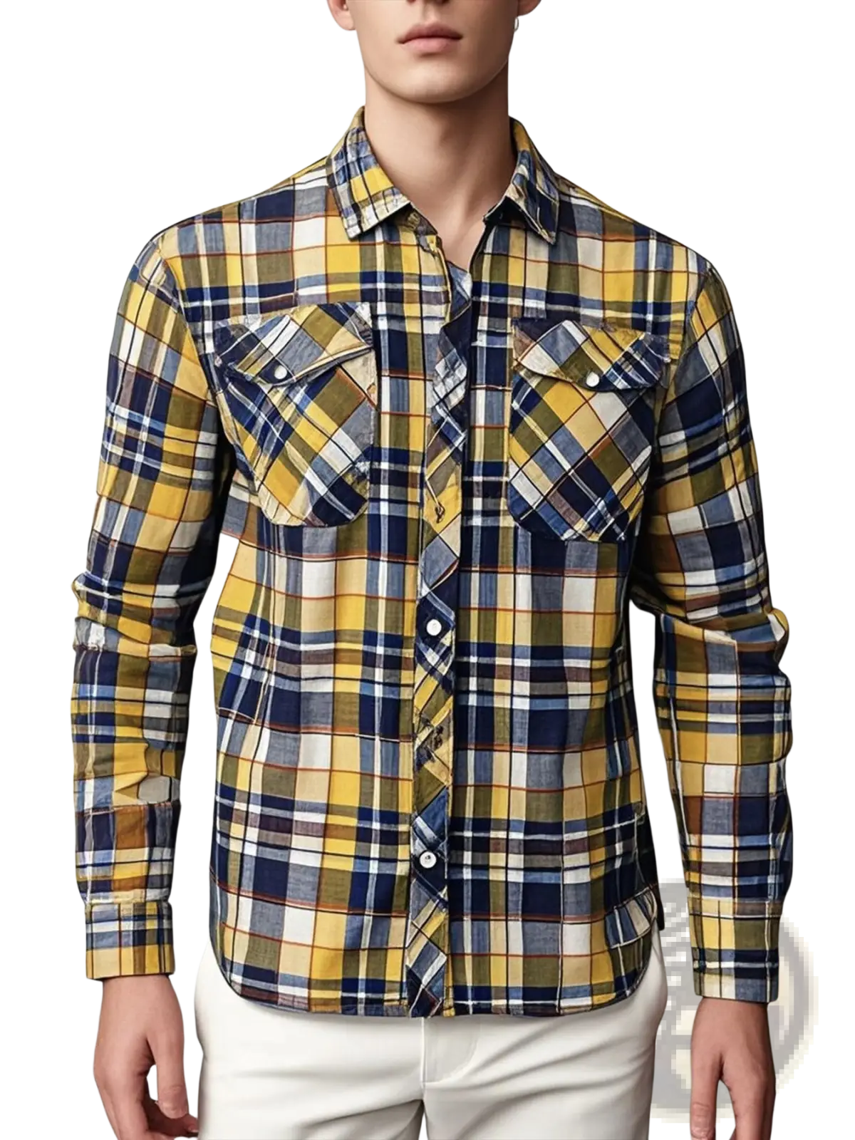 Men's Slim Fit Plaid Flannel Button Up Shirt