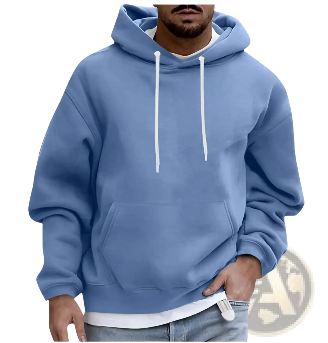 Men's Solid Drop Shoulder Pullover Hoodie