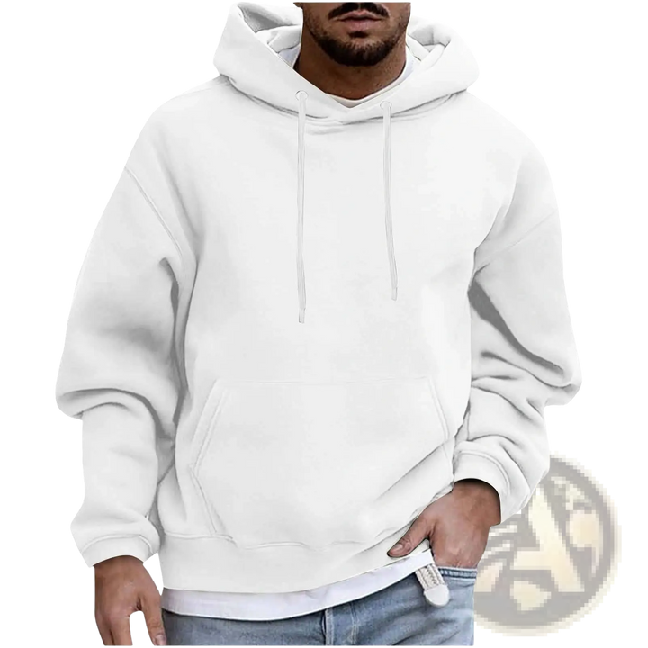 Men's Solid Drop Shoulder Pullover Hoodie