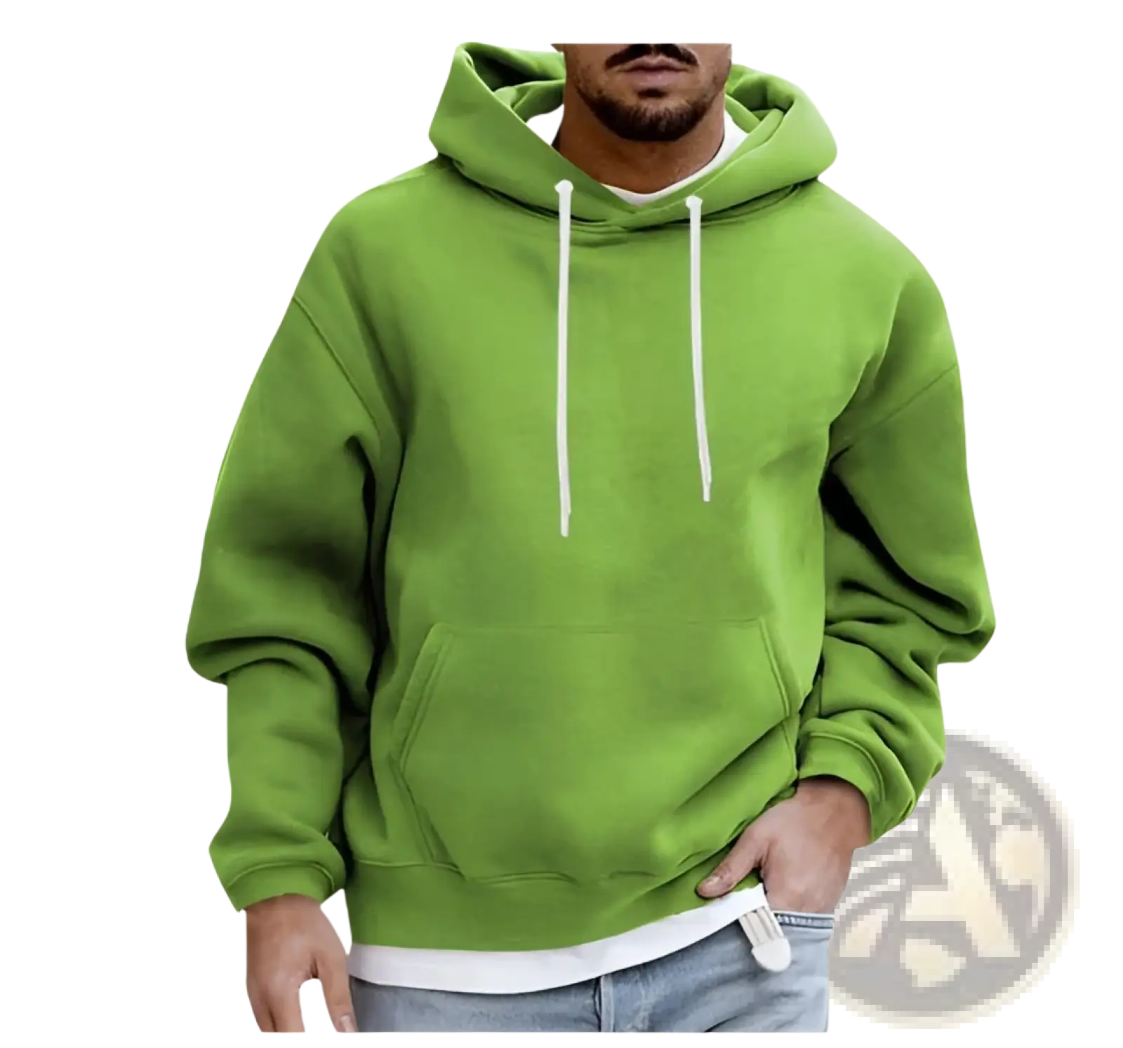 Men's Solid Drop Shoulder Pullover Hoodie