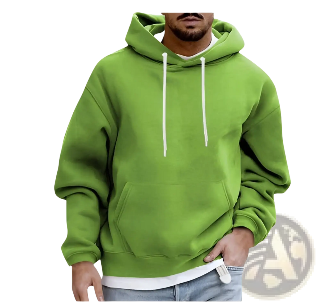 Men's Solid Drop Shoulder Pullover Hoodie