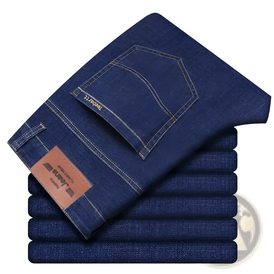 Men's Stretch Cotton Straight Jeans Casual Trousers