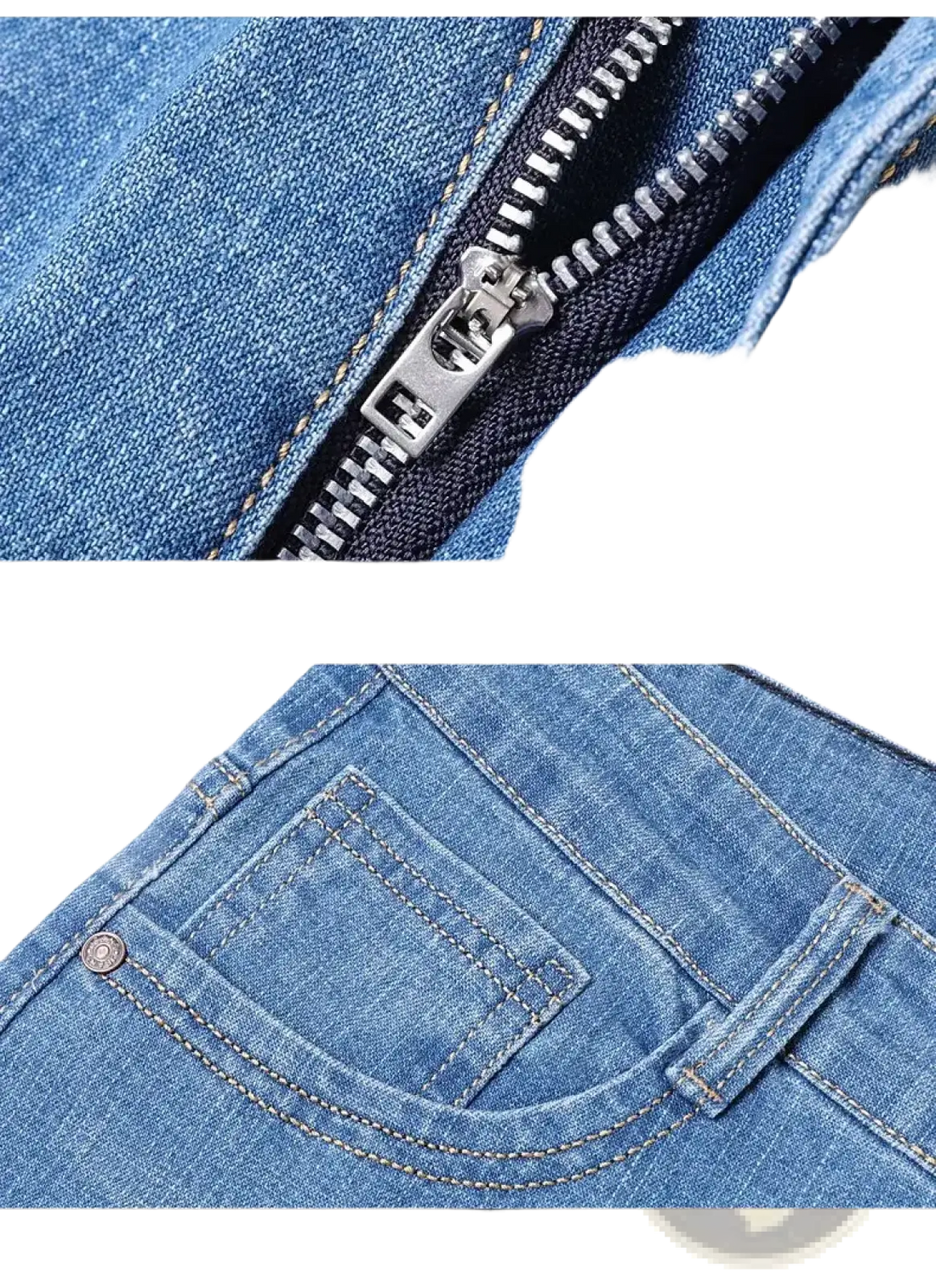 Men's Stretch Cotton Straight Jeans Casual Trousers