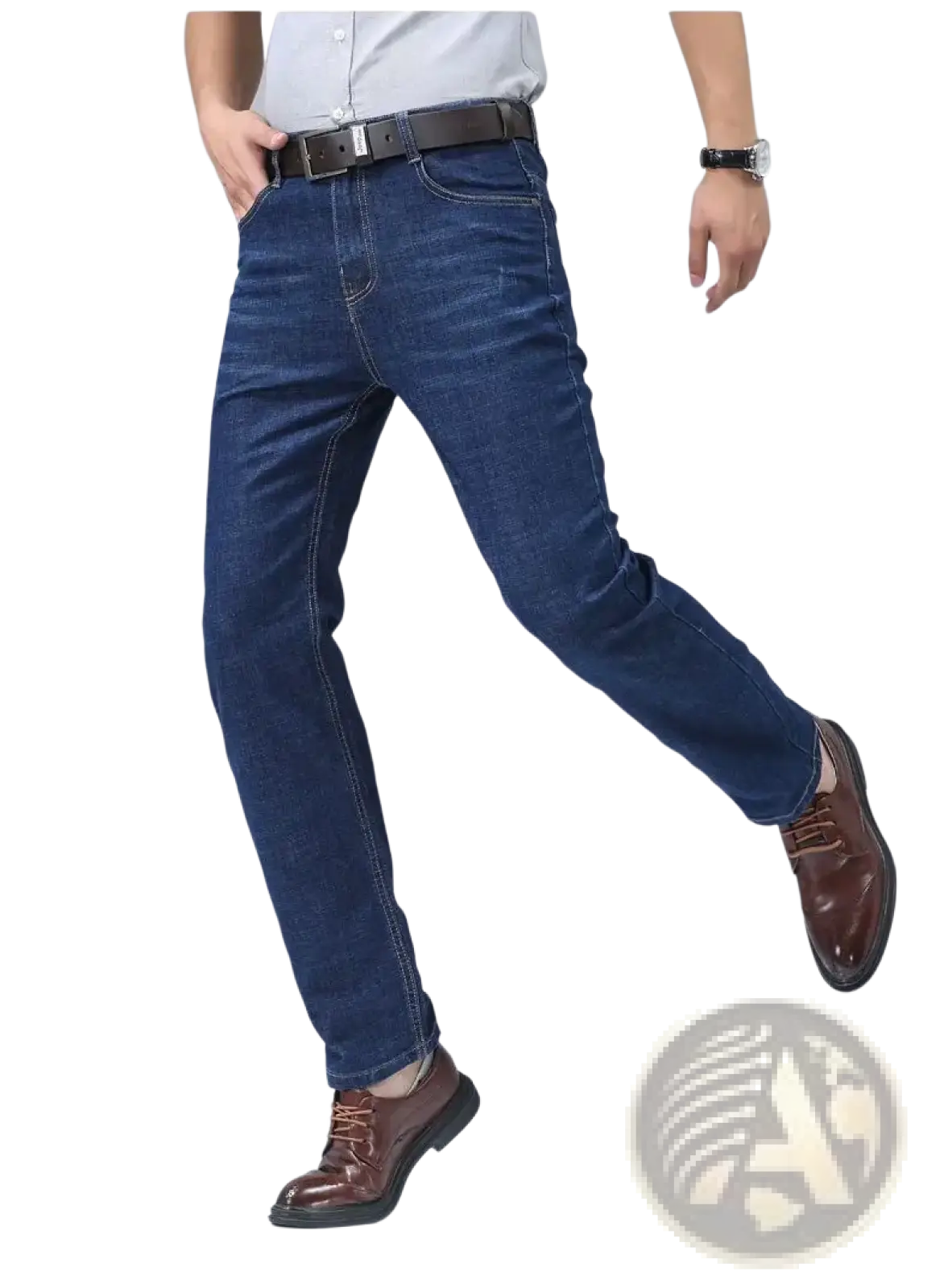 Men's Stretch Cotton Straight Jeans Casual Trousers