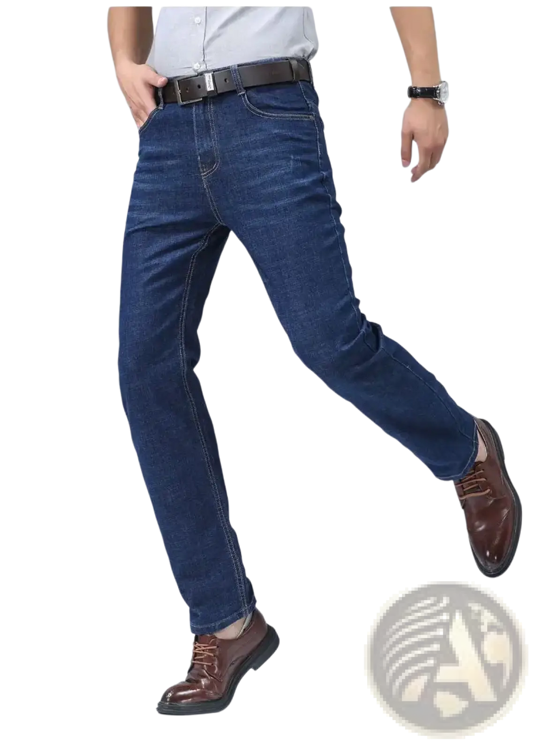 Men's Stretch Cotton Straight Jeans Casual Trousers