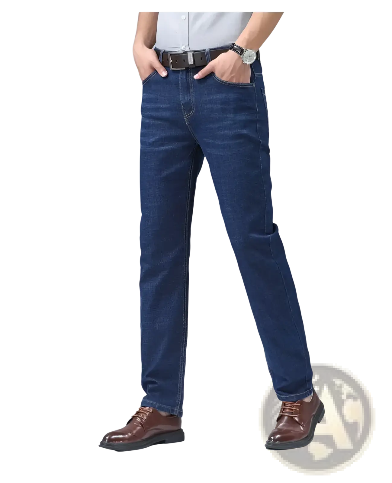 Men's Stretch Cotton Straight Jeans Casual Trousers