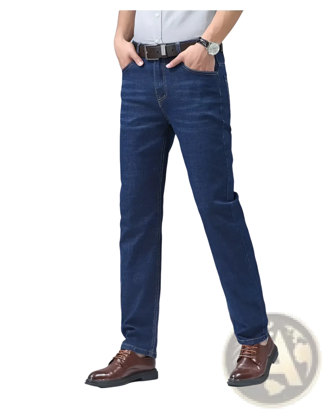 Men's Stretch Cotton Straight Jeans Casual Trousers