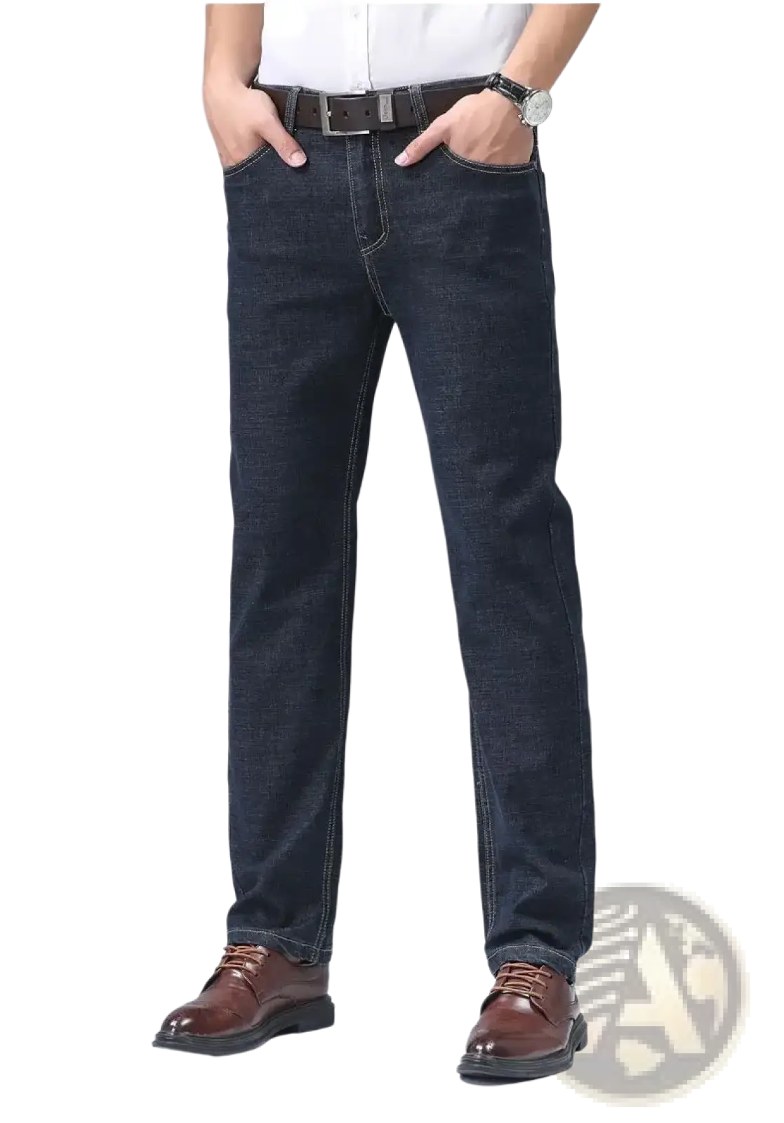 Men's Stretch Cotton Straight Jeans Casual Trousers