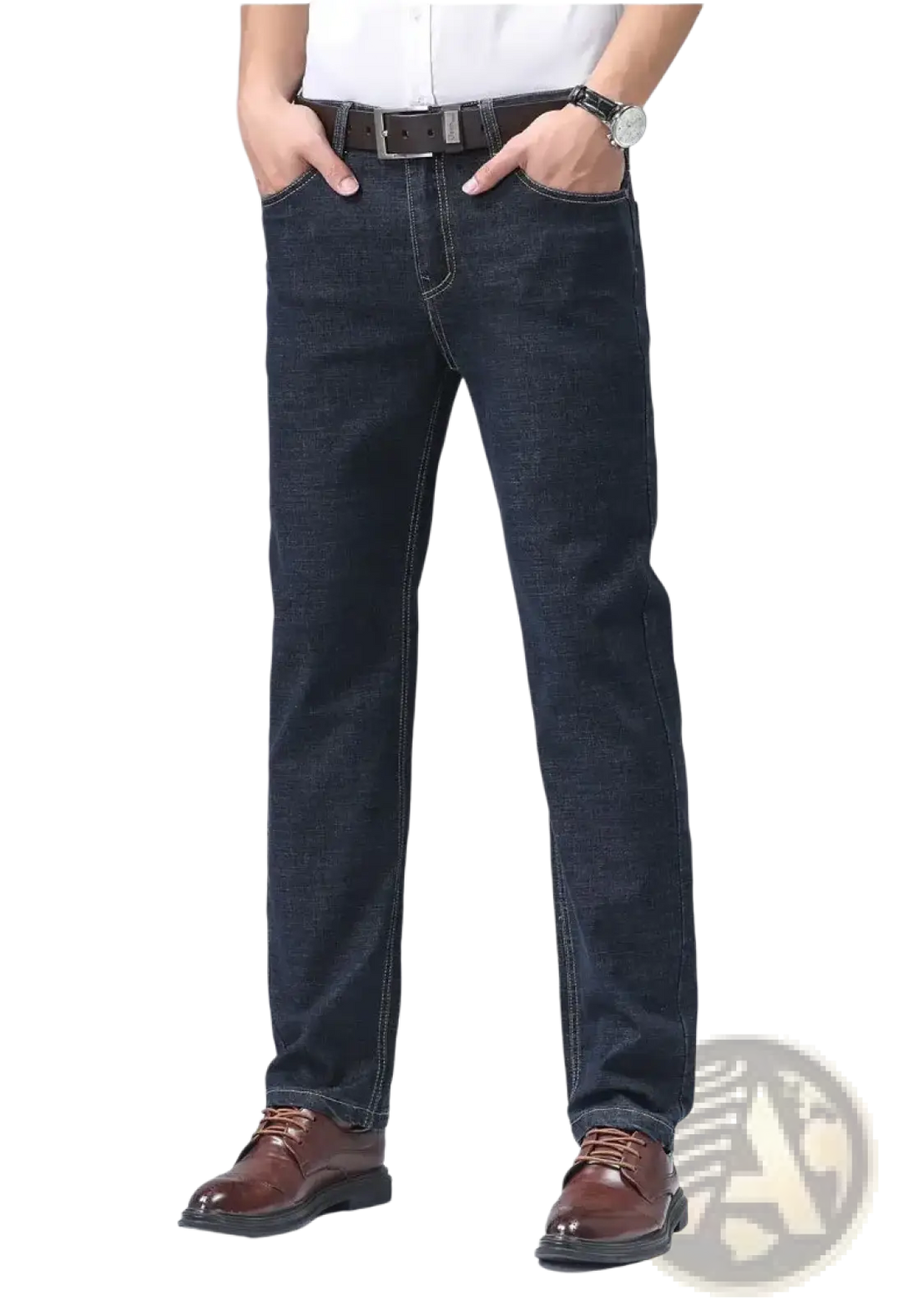 Men's Stretch Cotton Straight Jeans Casual Trousers