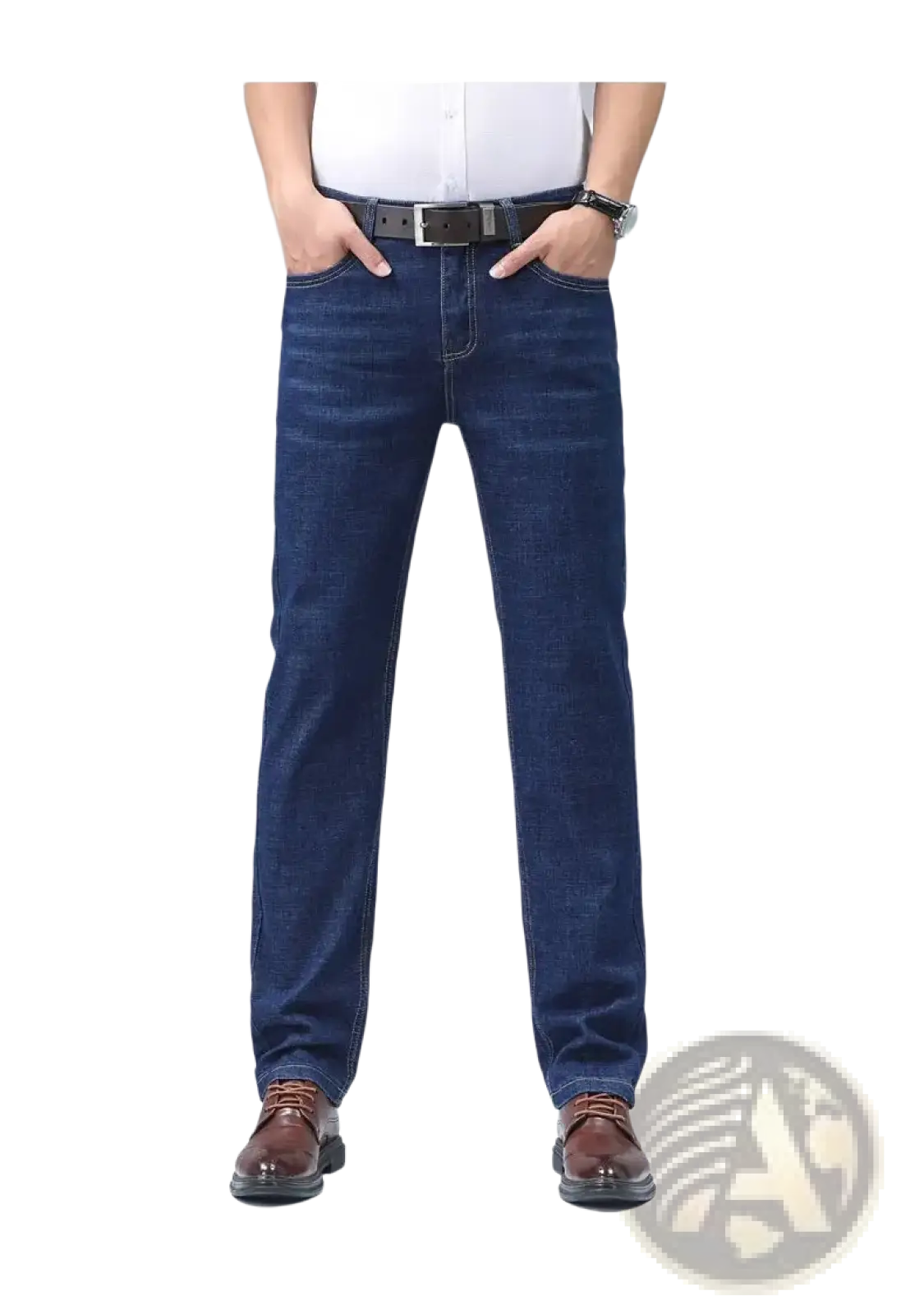 Men's Stretch Cotton Straight Jeans Casual Trousers