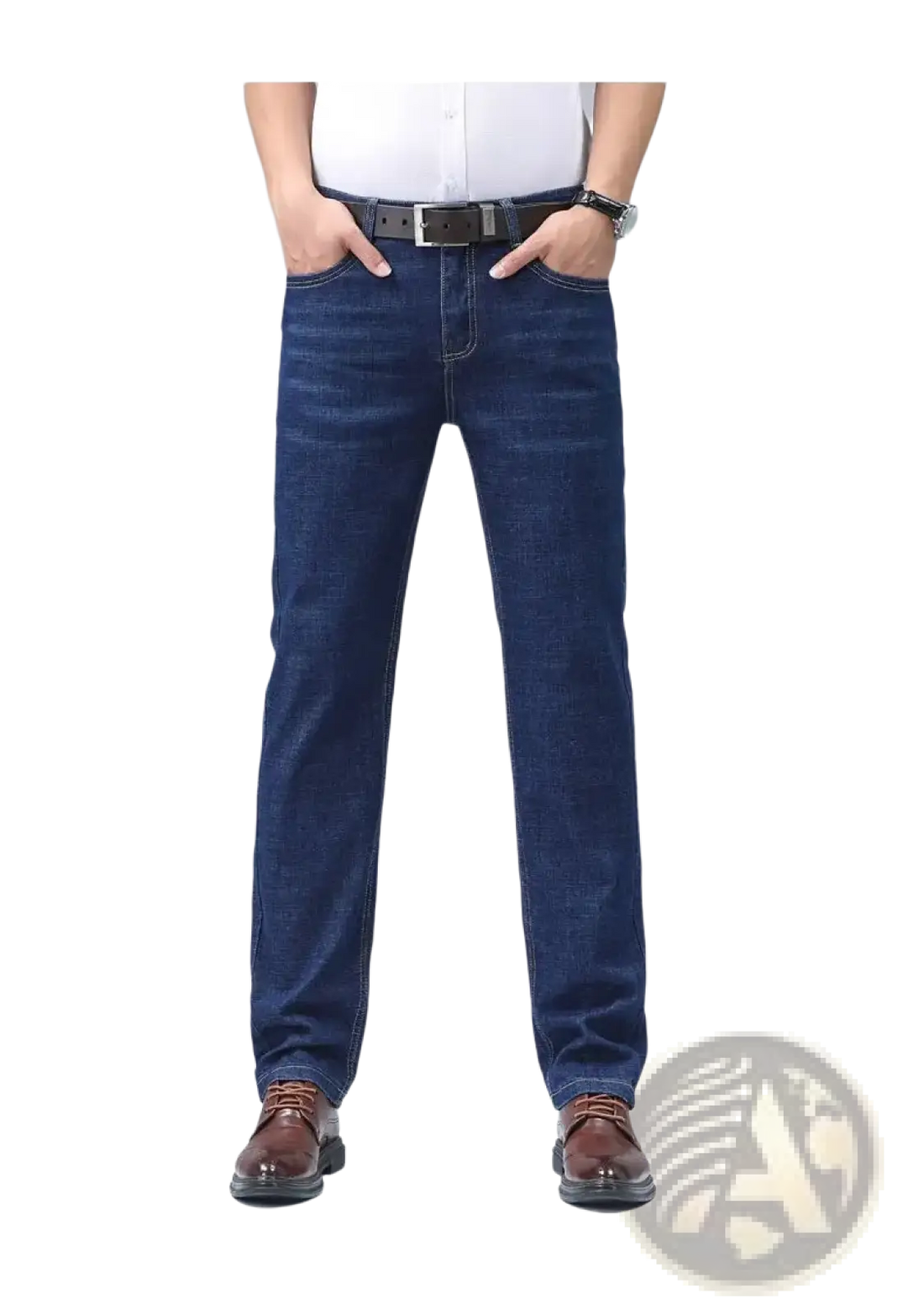 Men's Stretch Cotton Straight Jeans Casual Trousers