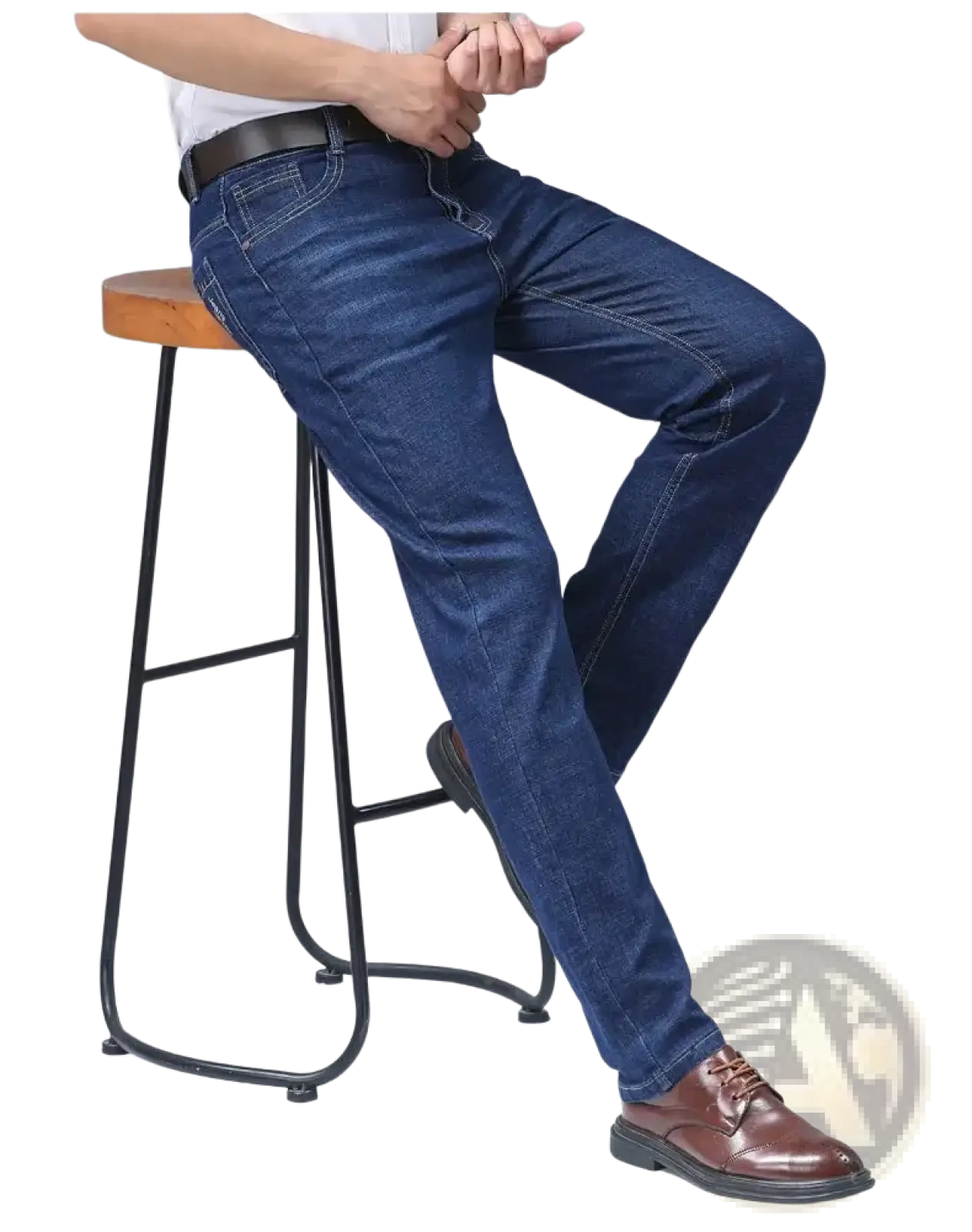 Men's Stretch Cotton Straight Jeans Casual Trousers