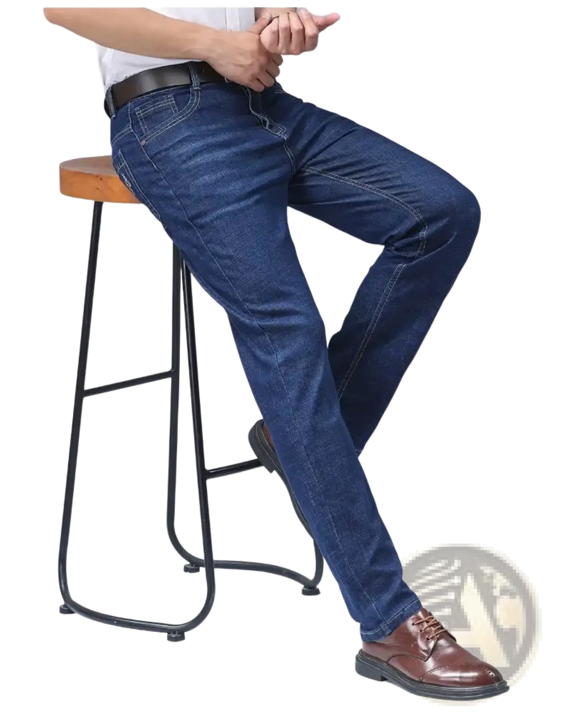 Men's Stretch Cotton Straight Jeans Casual Trousers