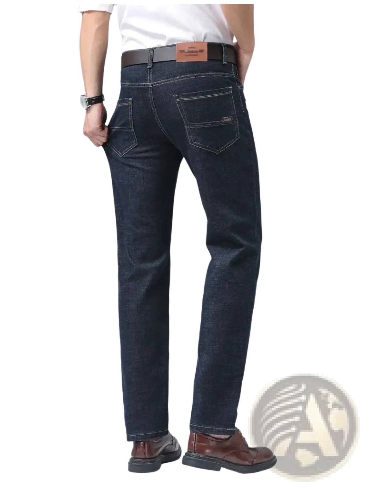 Men's Stretch Cotton Straight Jeans Casual Trousers