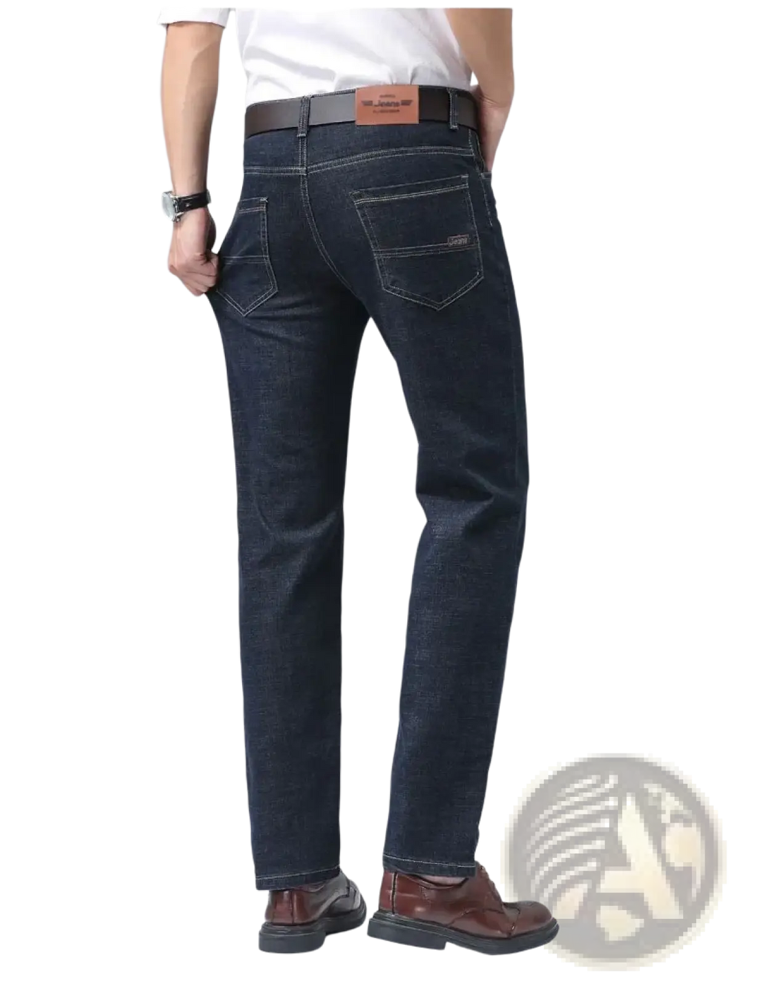 Men's Stretch Cotton Straight Jeans Casual Trousers