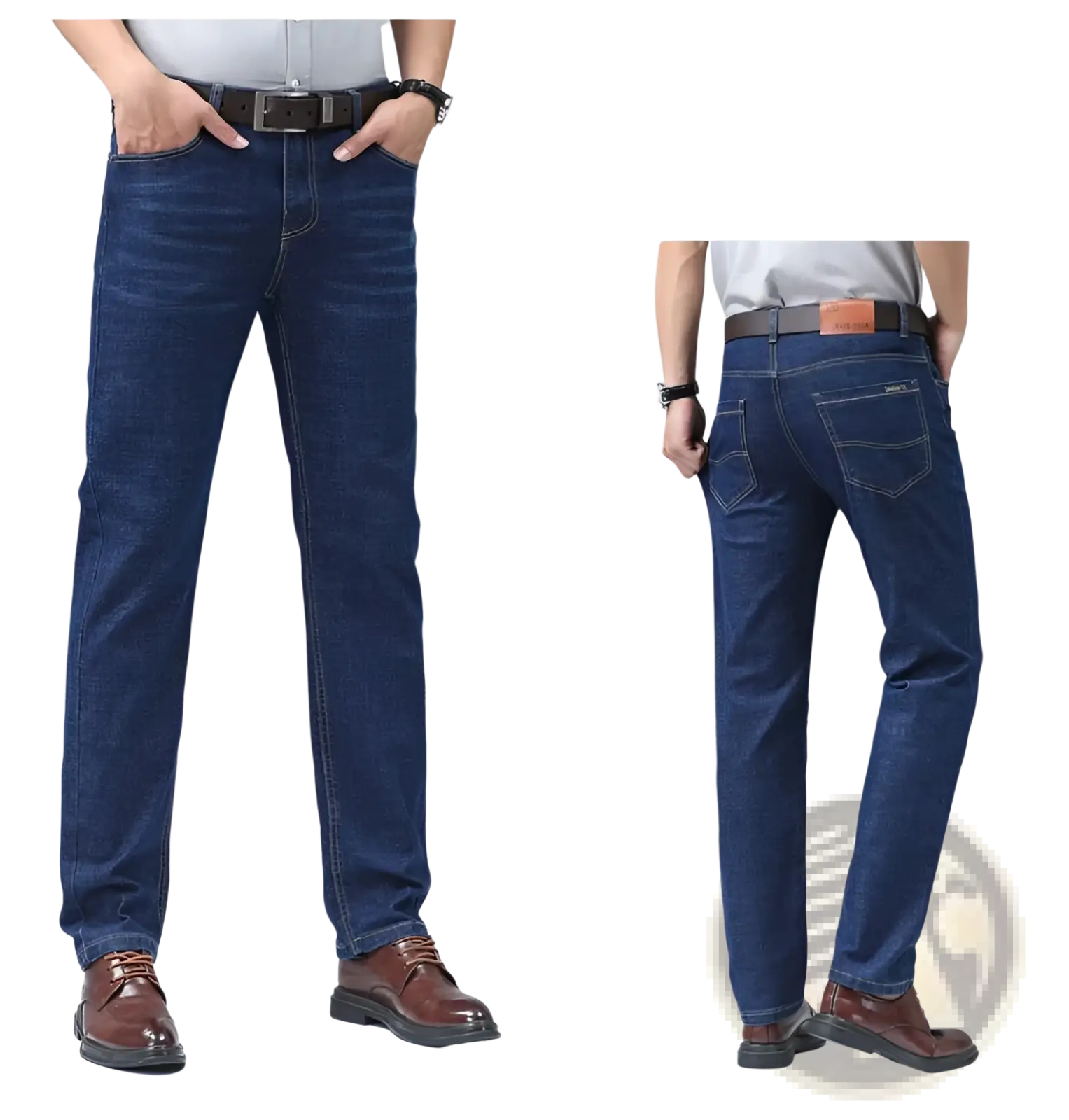 Men's Stretch Cotton Straight Jeans Casual Trousers