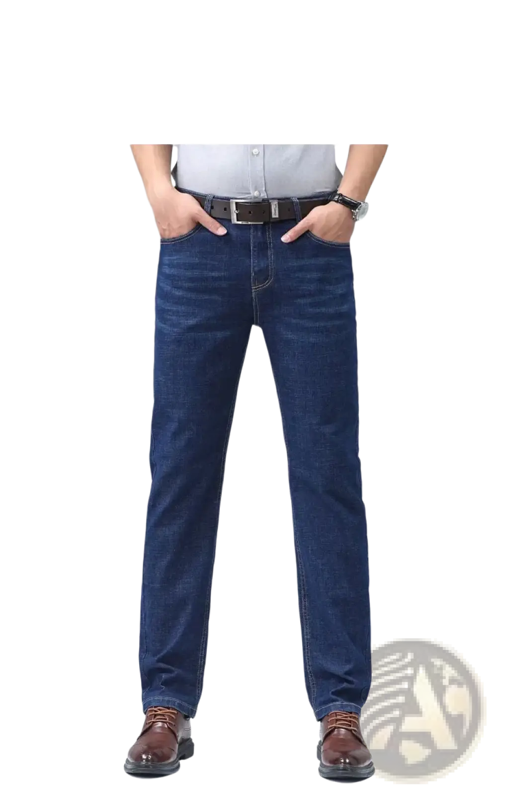 Men's Stretch Cotton Straight Jeans Casual Trousers